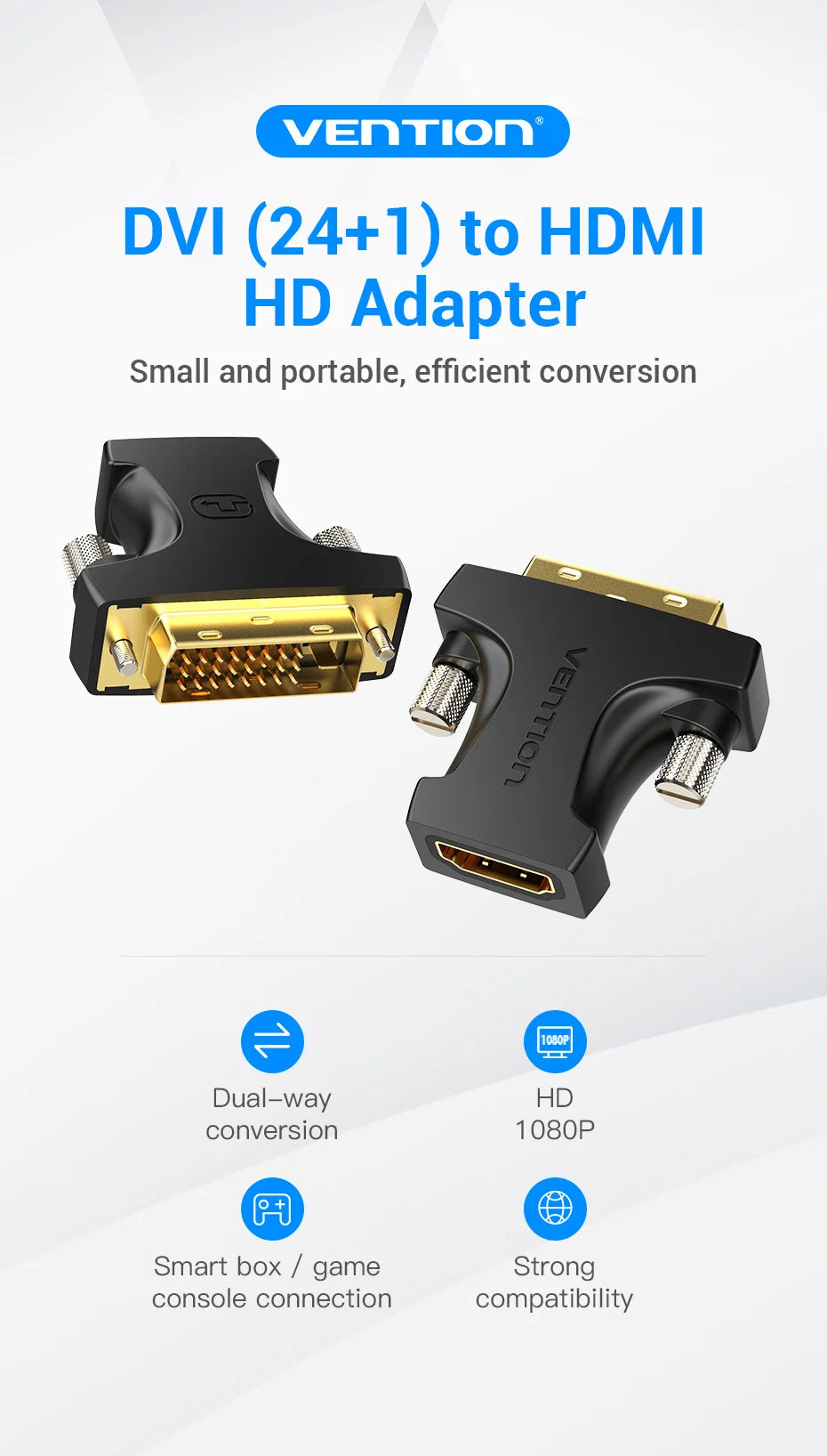 Vention DVI to HDMI Adapter Bi-directional DVI-D 24+1 Male to HDMI Female Cable Converter Connector for TV Projector HDMI to DVI