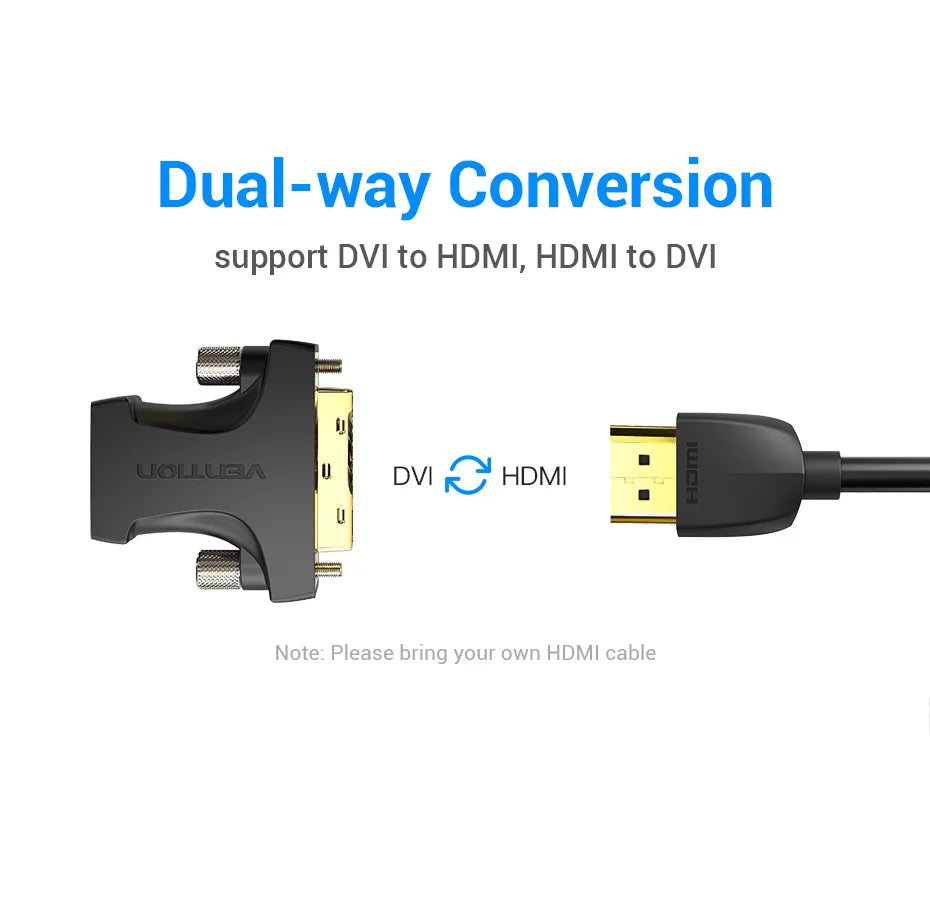 Vention DVI to HDMI Adapter Bi-directional DVI-D 24+1 Male to HDMI Female Cable Converter Connector for TV Projector HDMI to DVI
