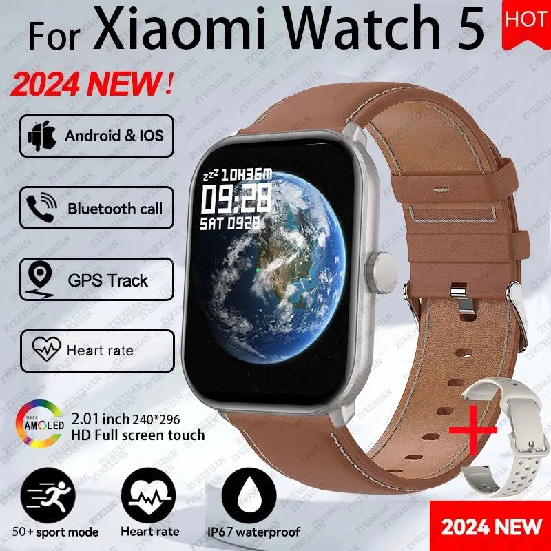 2026 New Global Version Watch 5 Men Women HD AMOLED Screen Heart Rate Bluetooth Call GPS Track Waterproof Sports Smart Watch