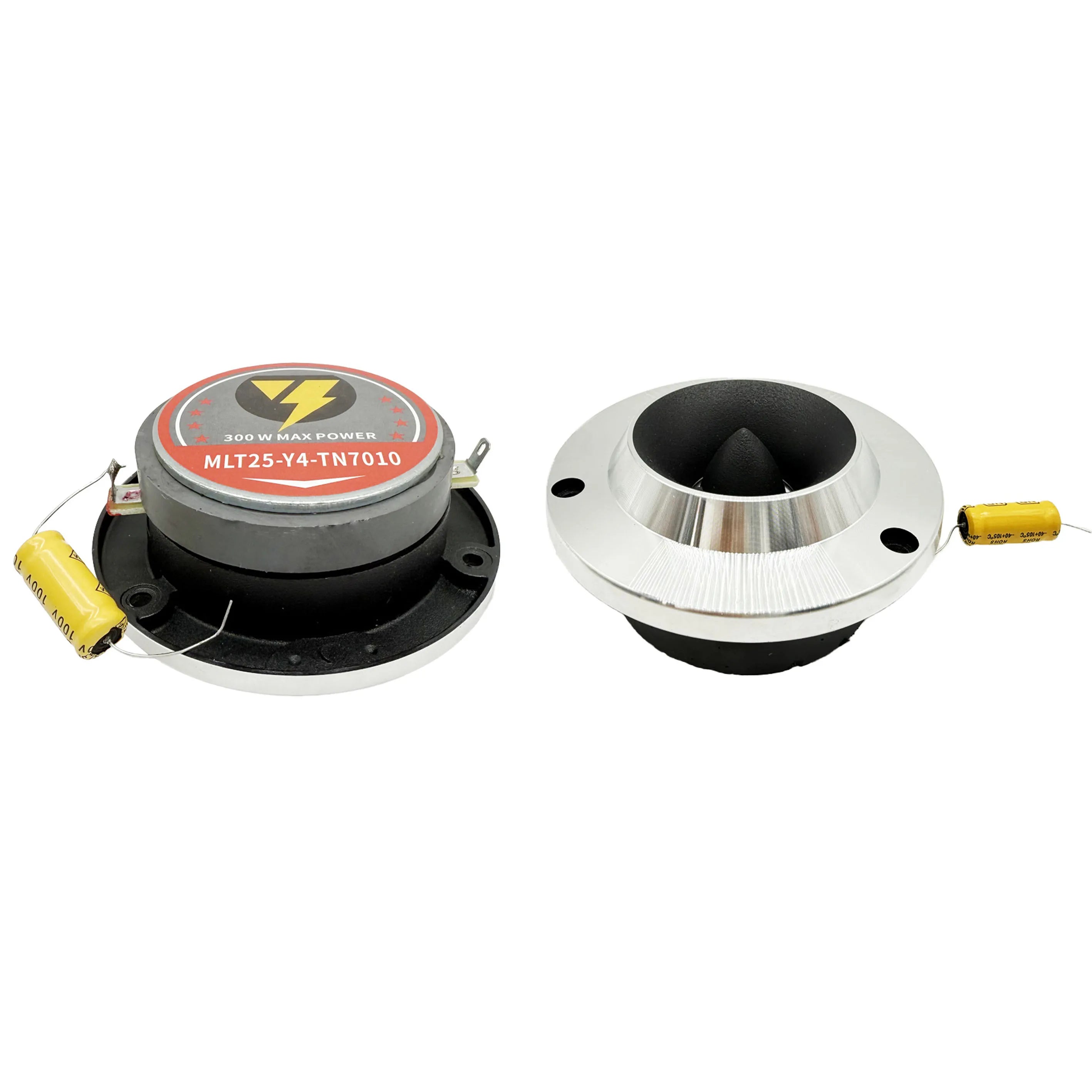 2 pcs 4 Inch 4 ohm 300W Treble Speaker For Car Titanium Film Aluminum  Modified Car Hifi Horn Tweeter With Capacitance