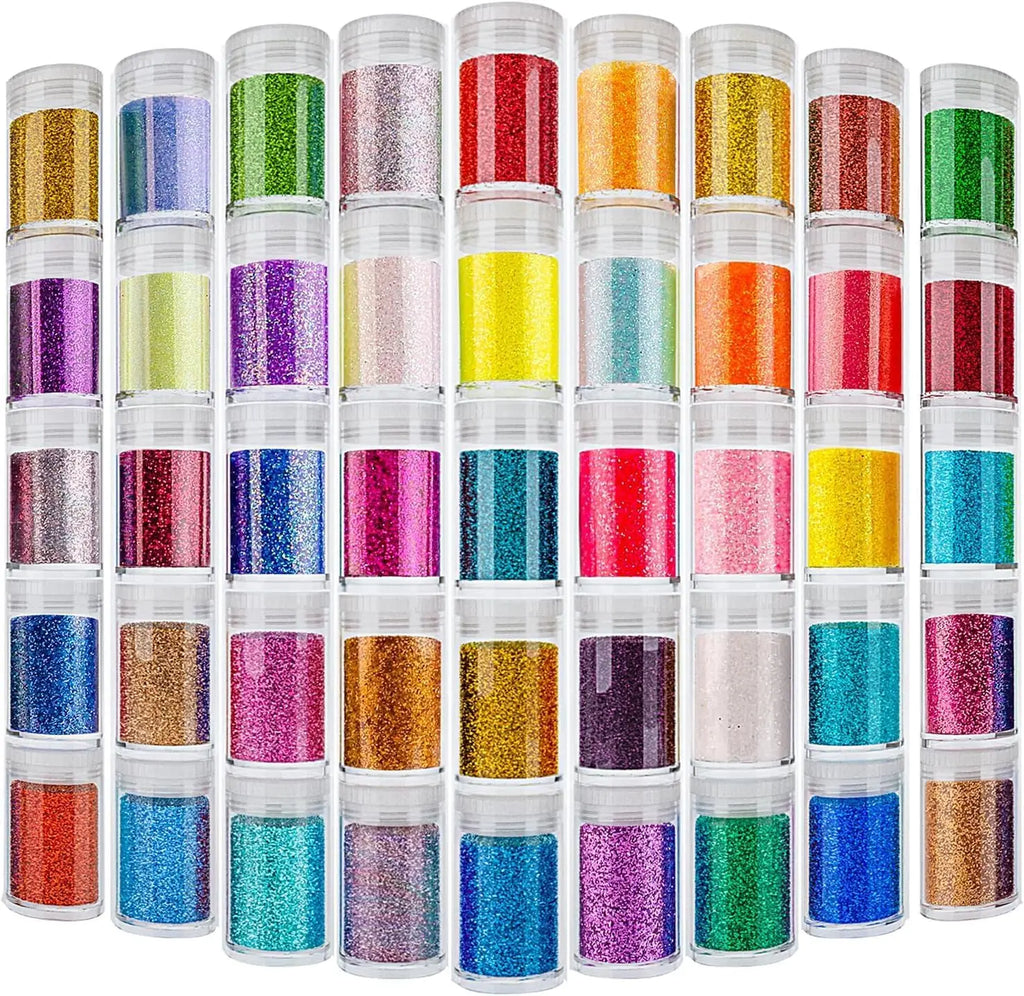 45 Colors Holographic Chunky and Fine Glitter Mix,  Festival Sequins & Powder, Iridescent Flakes,Nail Art Resin Loose Glitter