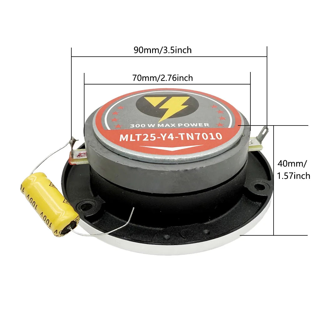 2 pcs 4 Inch 4 ohm 300W Treble Speaker For Car Titanium Film Aluminum  Modified Car Hifi Horn Tweeter With Capacitance
