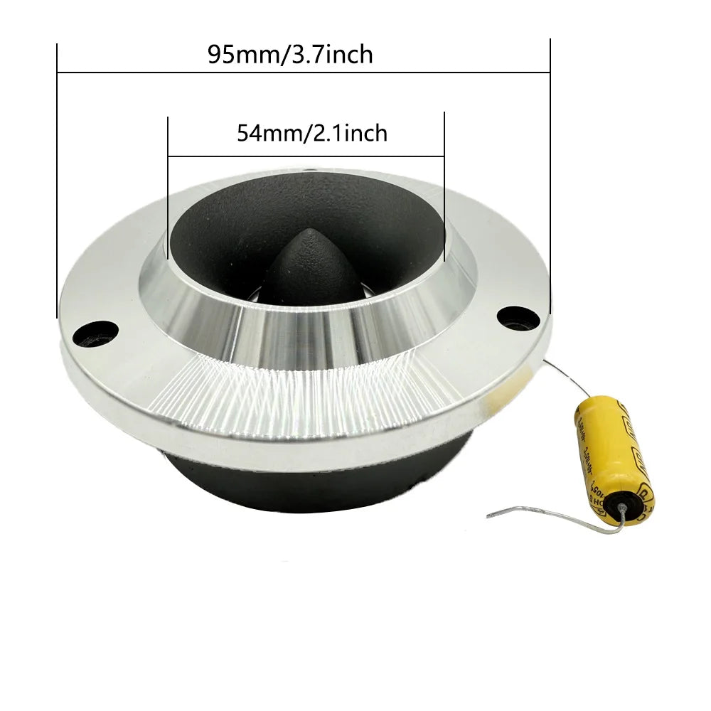 2 pcs 4 Inch 4 ohm 300W Treble Speaker For Car Titanium Film Aluminum  Modified Car Hifi Horn Tweeter With Capacitance