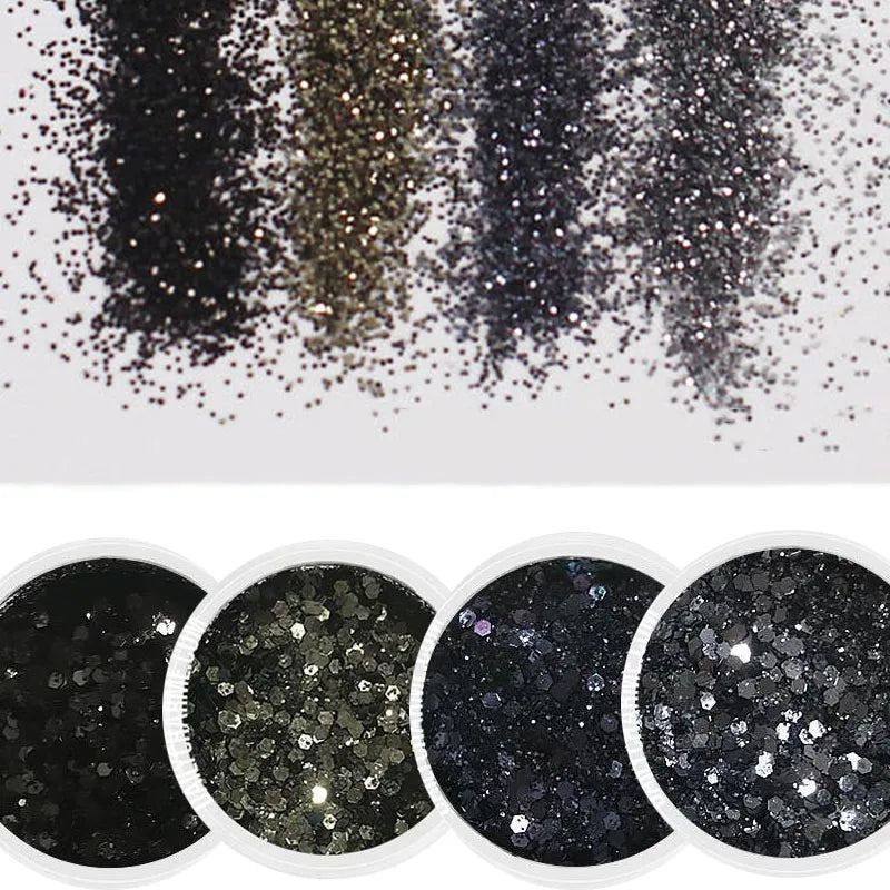 4pcs/lot Chunky Holographic Glitter Set, 500 Colors Chunky Loose Glitter For Body/Face/Nail/Makeup Glitter Dust Nails Set 10ml