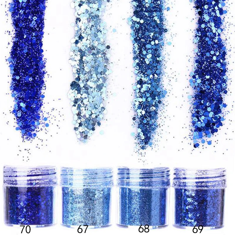 4pcs/lot Chunky Holographic Glitter Set, 500 Colors Chunky Loose Glitter For Body/Face/Nail/Makeup Glitter Dust Nails Set 10ml