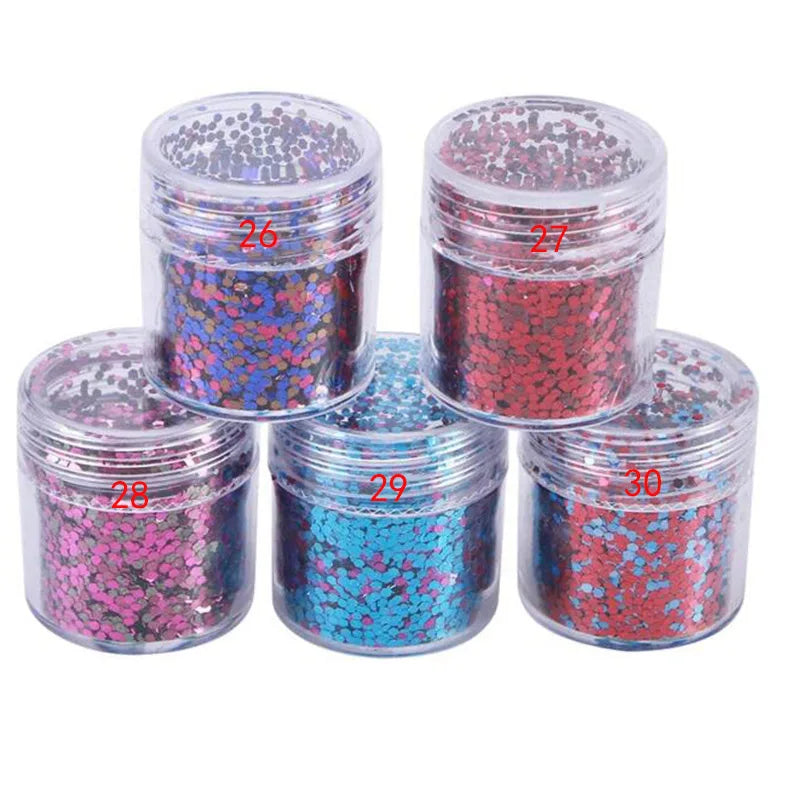 4pcs/lot Chunky Holographic Glitter Set, 500 Colors Chunky Loose Glitter For Body/Face/Nail/Makeup Glitter Dust Nails Set 10ml