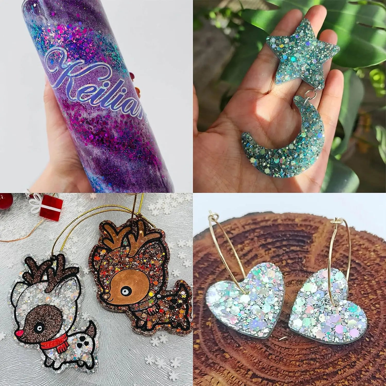 45 Colors Holographic Chunky and Fine Glitter Mix,  Festival Sequins & Powder, Iridescent Flakes,Nail Art Resin Loose Glitter