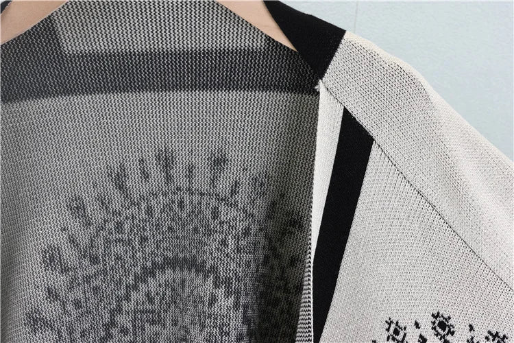 SINGREINY Winter Casual 3pc Suits Vintage Print Shawl+Loose Pullover+Wide Legs Long Pants Thick Warm Women Knit Streetwear Sets