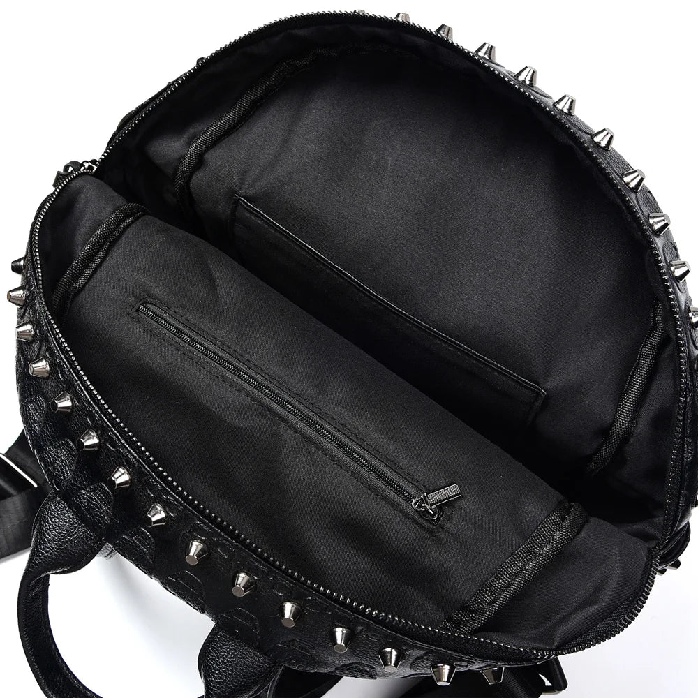 Annmouler Brand Designer Unisex Backpack Black Skeleton Daypack Punk Rivet School Bag Quality Rucksack Travel Bag