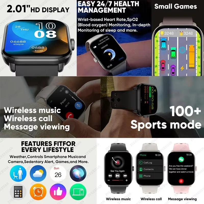 2026 New Global Version Watch 5 Men Women HD AMOLED Screen Heart Rate Bluetooth Call GPS Track Waterproof Sports Smart Watch